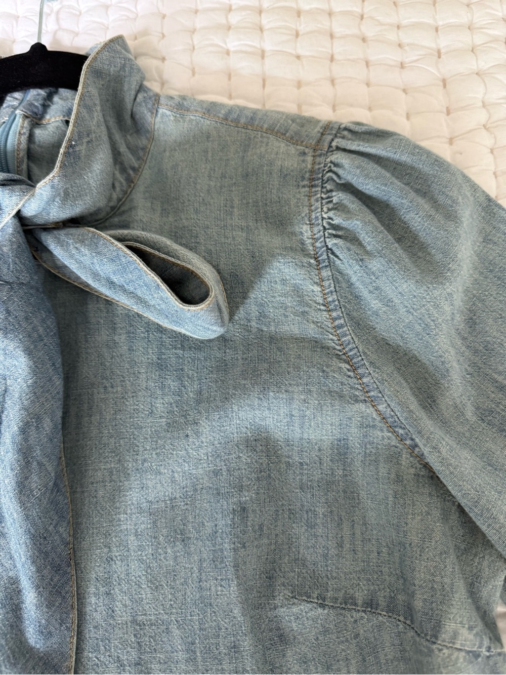 Ralph Lauren Vintage Chambray Blouse with Box Bow - Picture 6 of 12